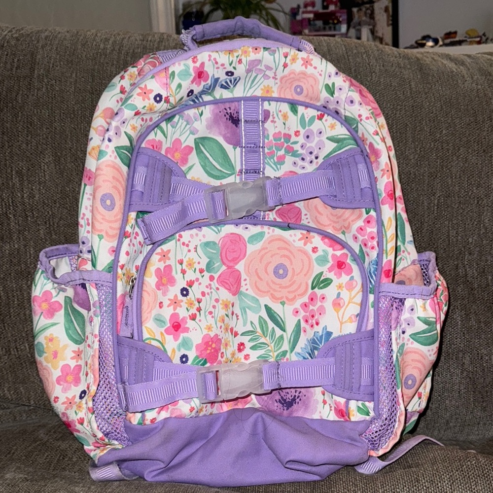 Pottery Barn Kids Floral Backpack with Lavender Highlights